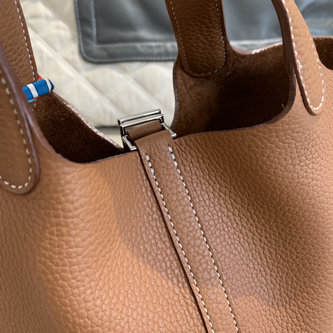 에르메스 피코탄 락18 골드브라운 은장 끌레망스 가죽